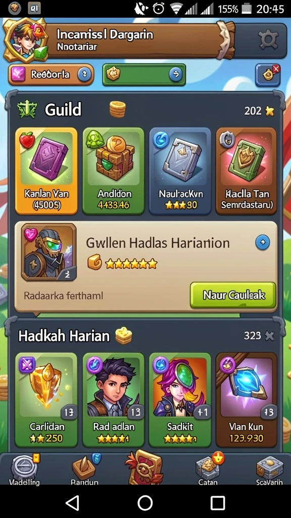 Screenshot menampilkan fitur sosial untuk berinteraksi dengan pemain lain.