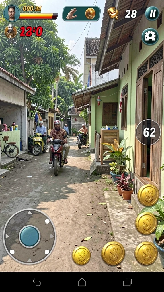Penggambaran suasana permainan yang menegangkan di level tinggi.