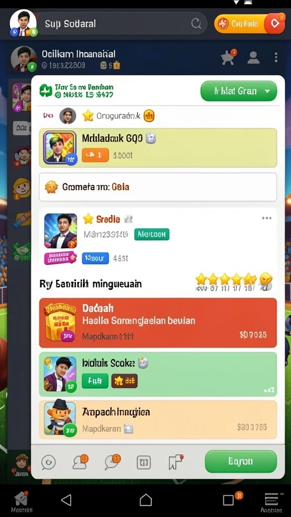 Fitur komunitas untuk berinteraksi dengan pemain lain.